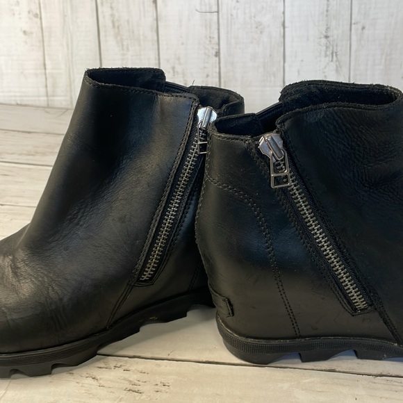 Sorel Black Leather Joan of Artic Wedge Bootie - Picture 13 of 13